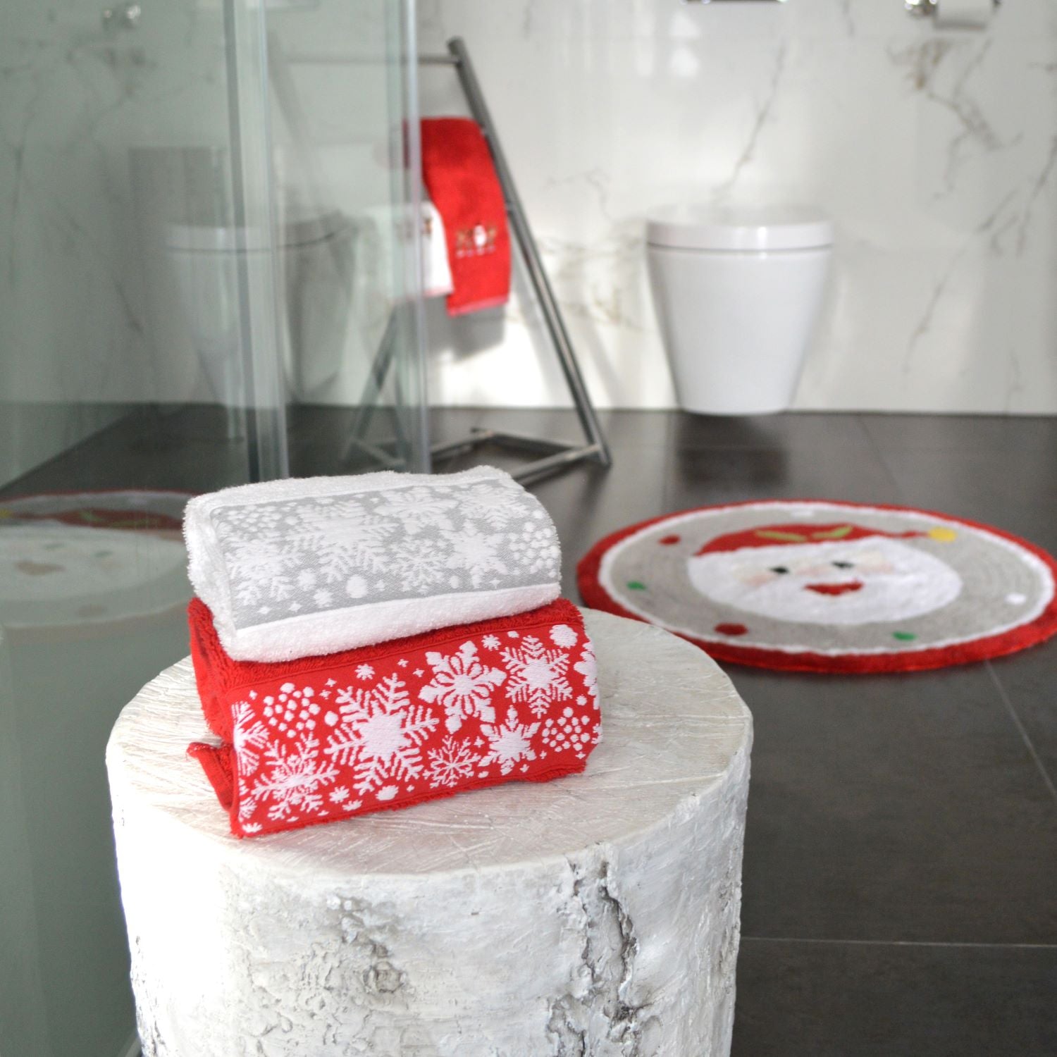 Close up of Christmas Hand Towels Folded