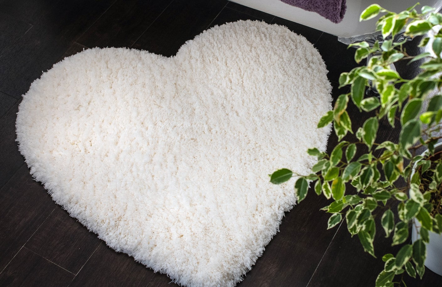 Heart Shaped Rug beside a Bathtub