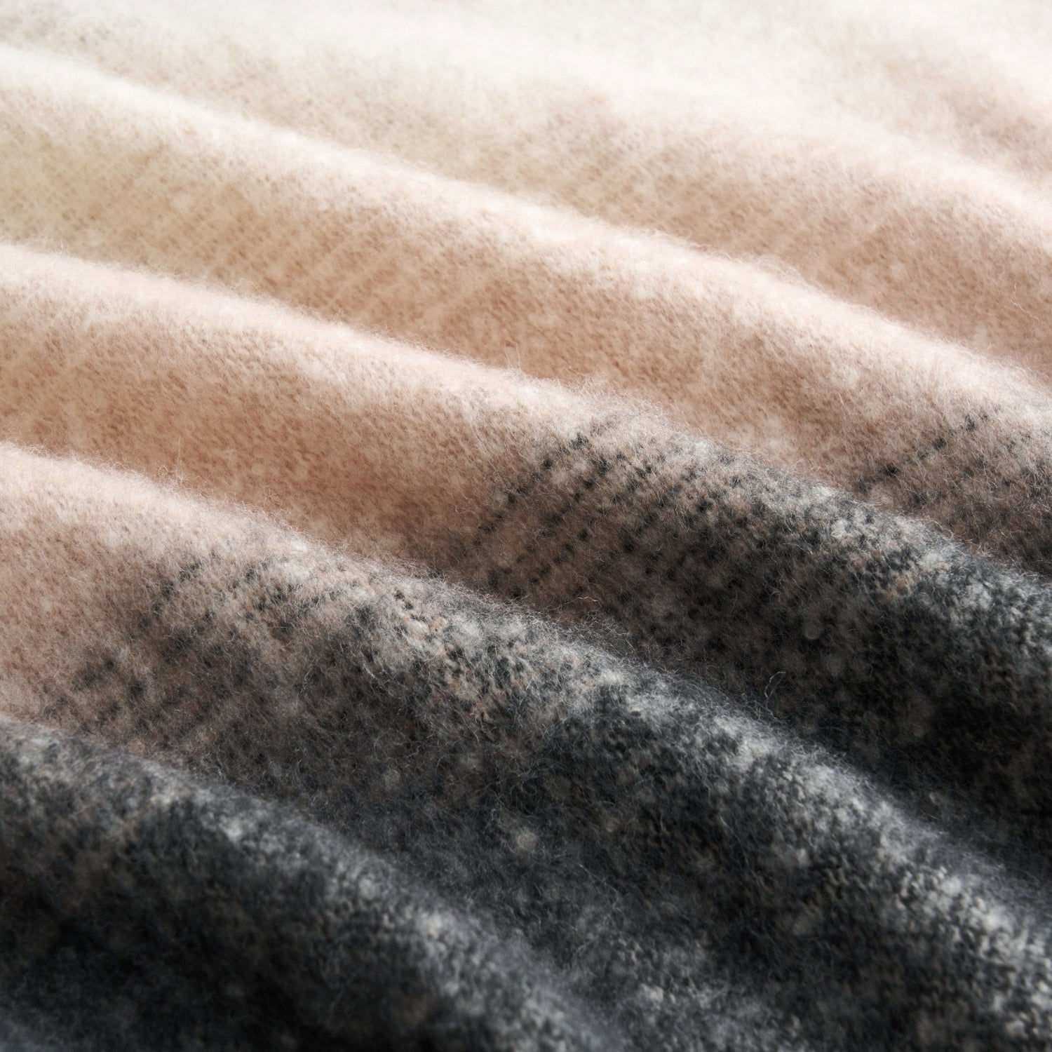 Ombre Faux Mohair Throw - Soft Fringed Blanket