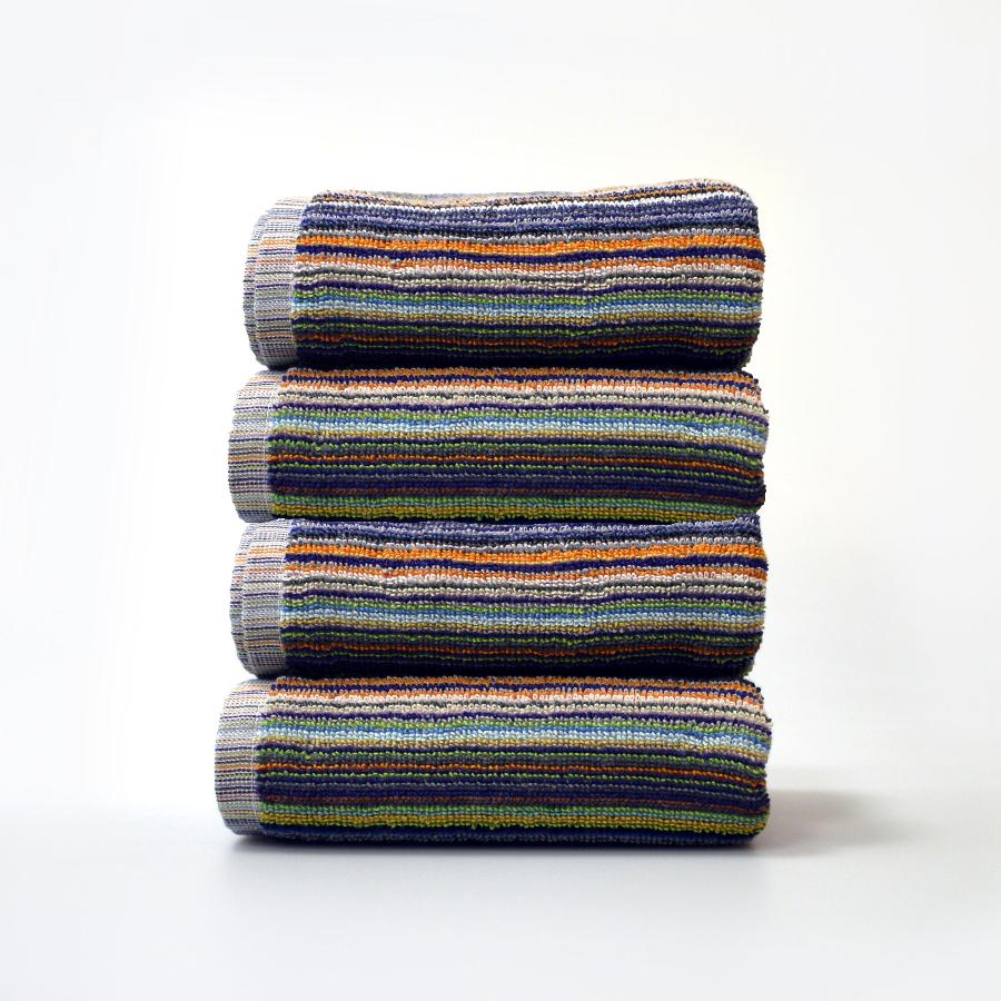 4pc hand towels set, recycled cotton striped sustainable towels