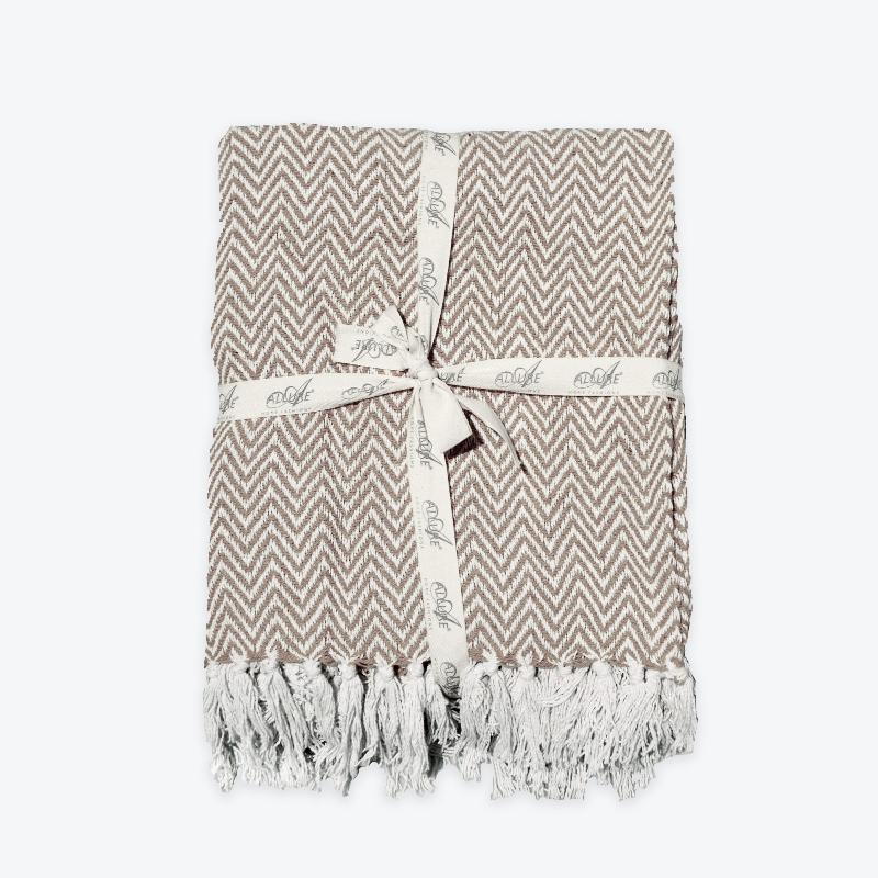 mocha brown herringbone throw, cotton and super soft
