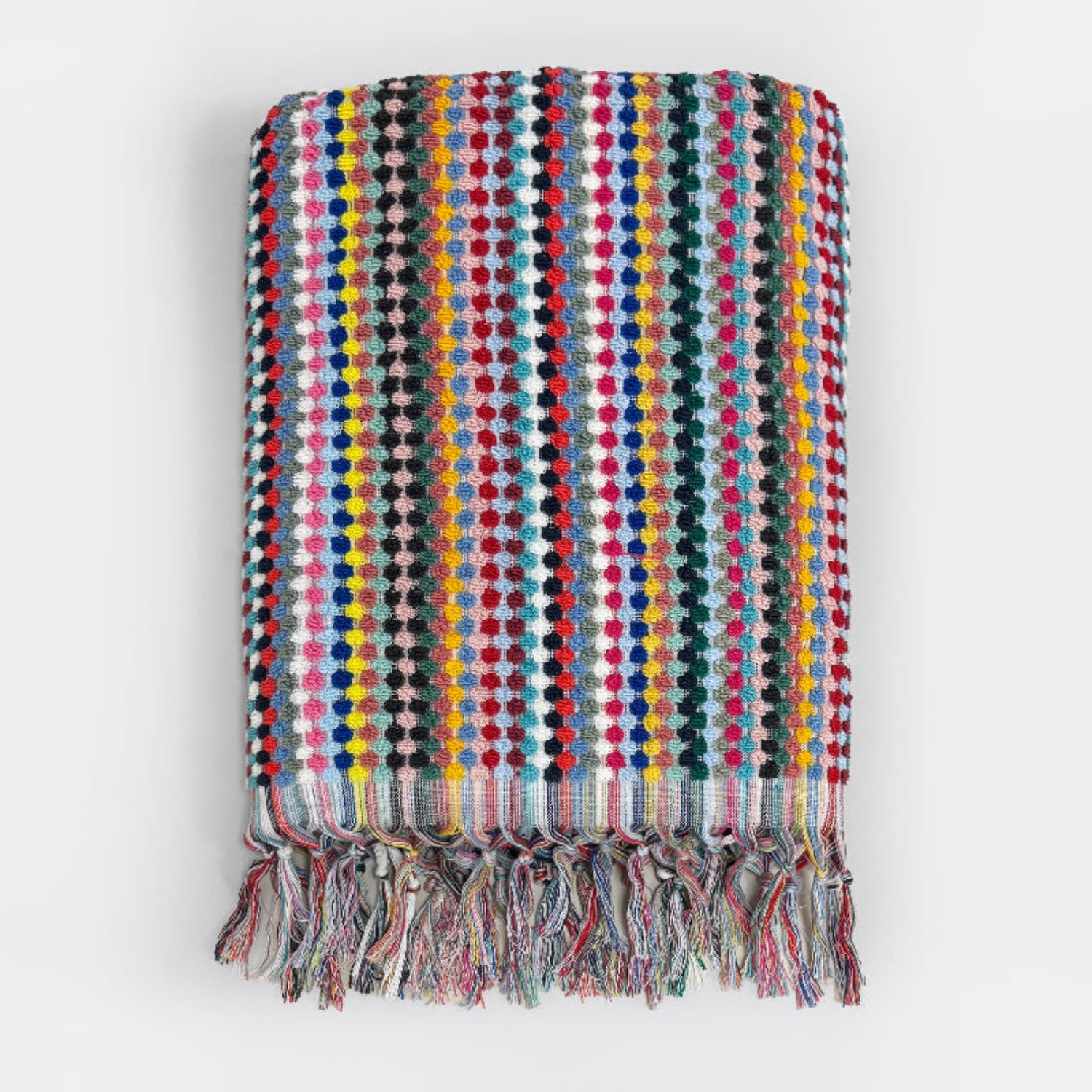 Large bath sheet in fun colourful stripe pattern - decorative towels for the bathroom.