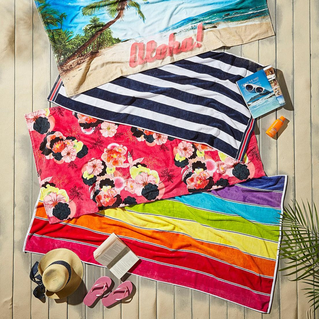 Patterned striped beach towels