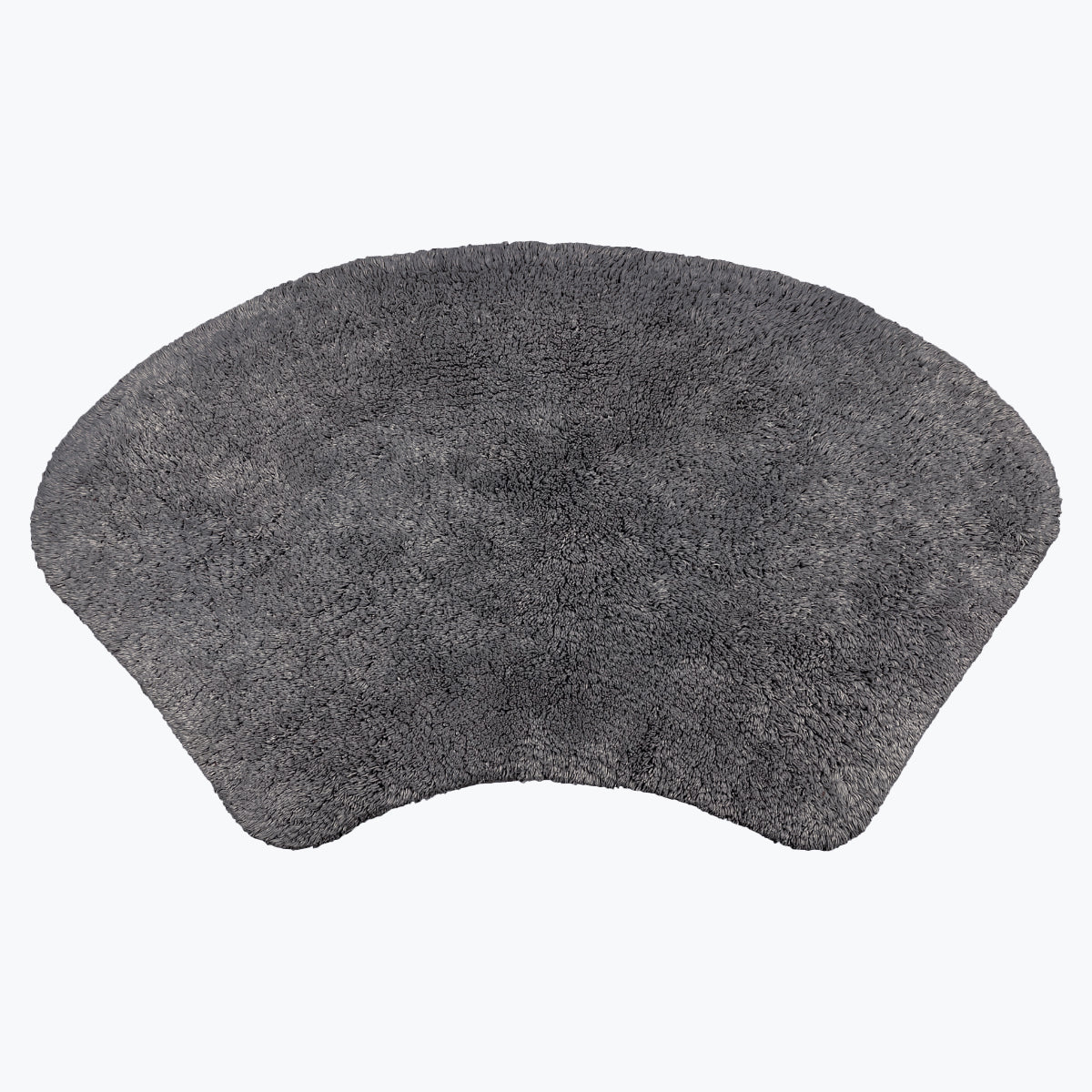 Charcoal grey curved bath mat for shower unit.