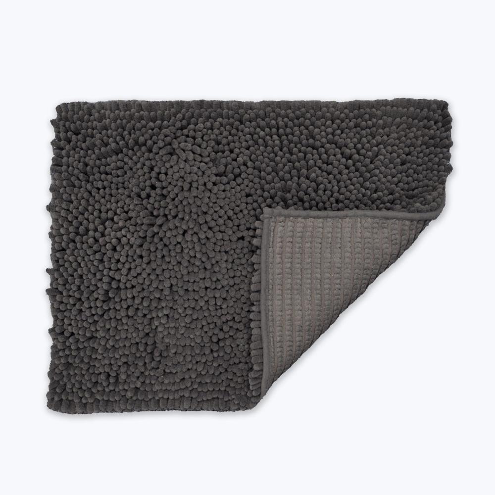 Charcoal grey jumbo chenille bobble bath mats non slip