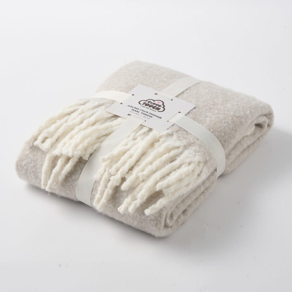 Chateau Grey Faux Mohair Throw Blanket