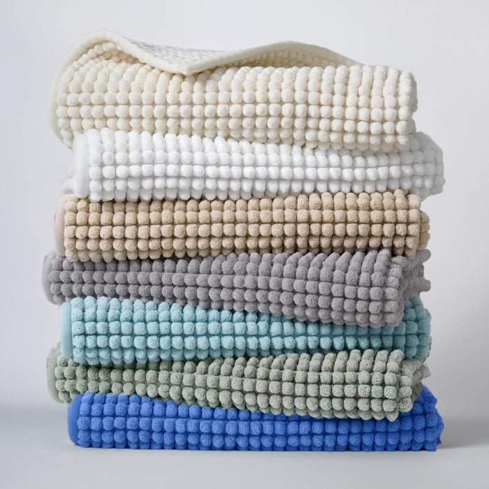 Super soft chenille bath mats, basic everyday style for the bathroom.