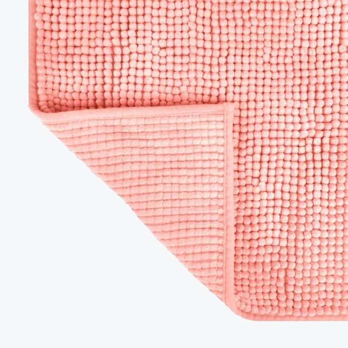 Super soft chenille bobble baths mats with non slip backing in blush pink colour.