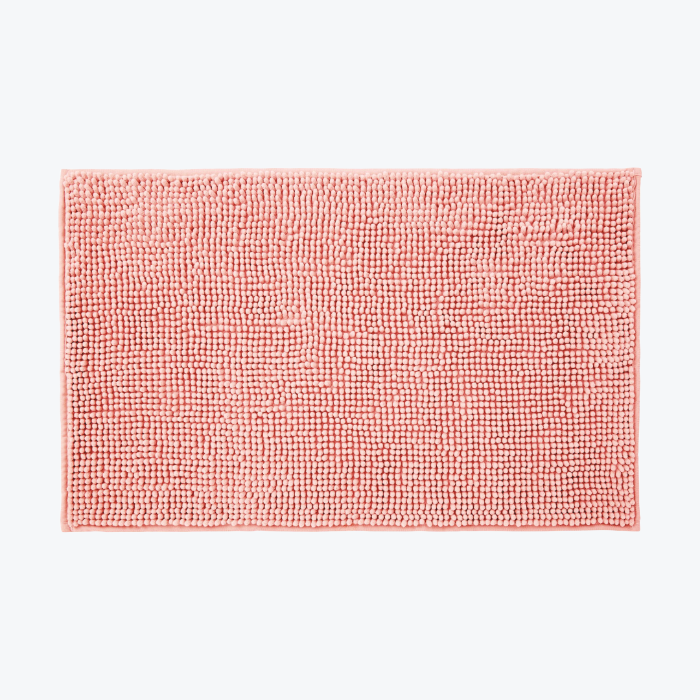 Blush pink chenille bobble bath mats, non slip.
