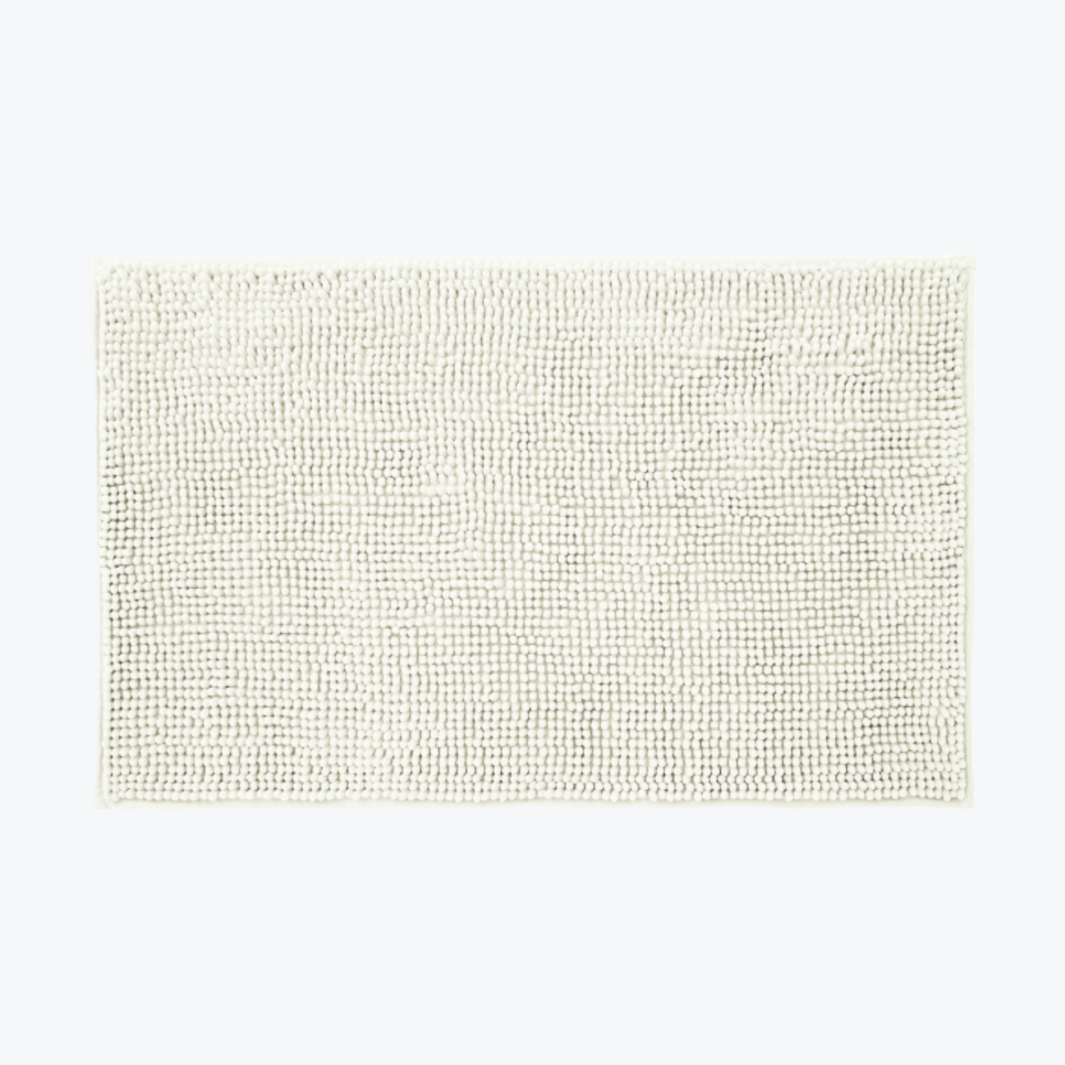Cream chenille bobble bath mats with non slip backing.