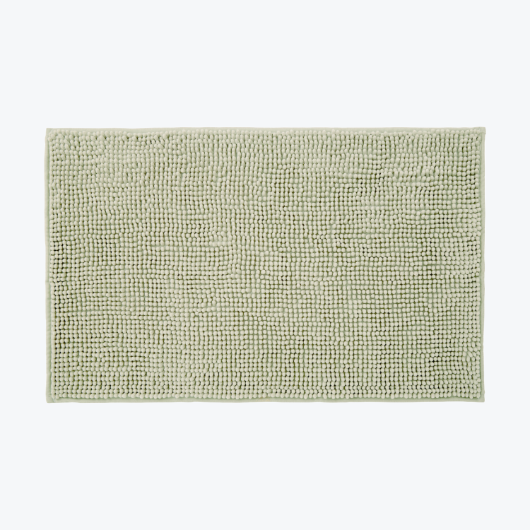 Sage green non slip chenille bath mat, super soft bobble design.
