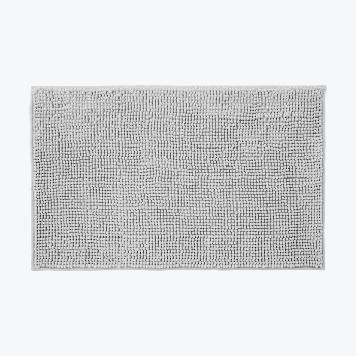 Silver grey basic chenille bobble bath mats with non slip backing.