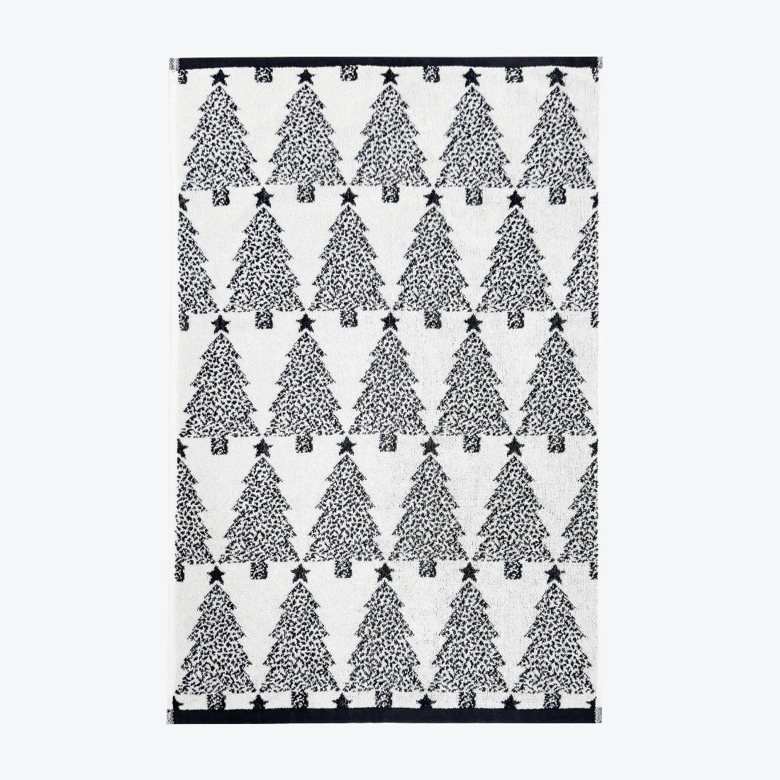 Black and white Christmas towels for the bathroom in hand towel size. Fun, modern Christmas tea towels for the kitchen.