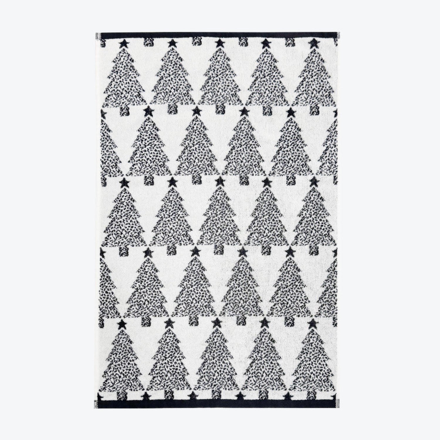 Black and white Christmas towels for the bathroom in hand towel size. Fun, modern Christmas tea towels for the kitchen.