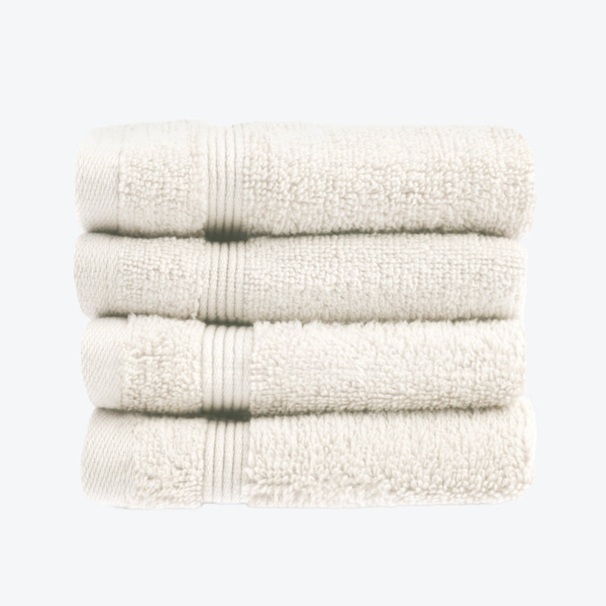 Cream Egyptian Towels 4pk Face Cloths Set- Premium Zero Twist Cotton Flannels