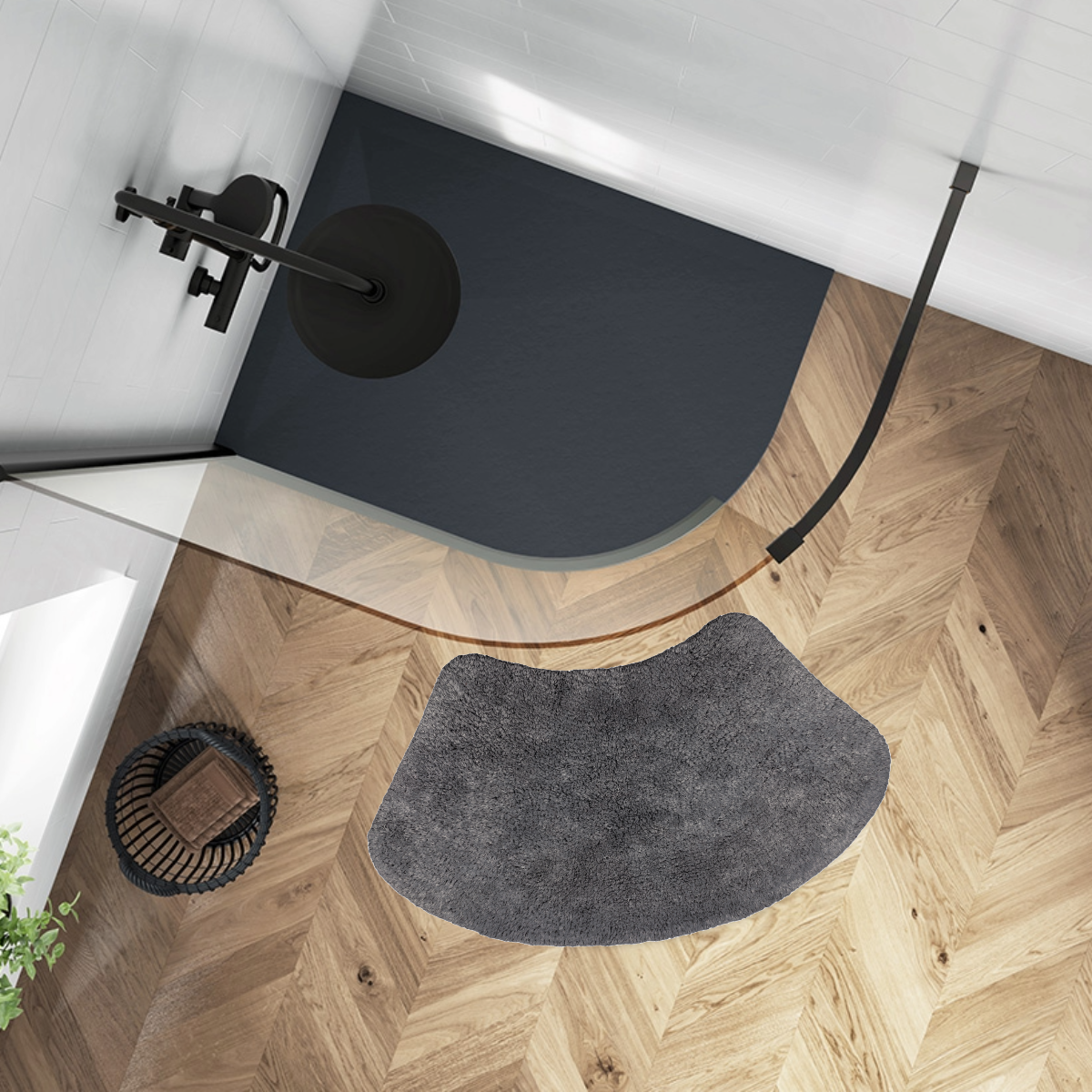 Curved Shower Mat - 100% Cotton