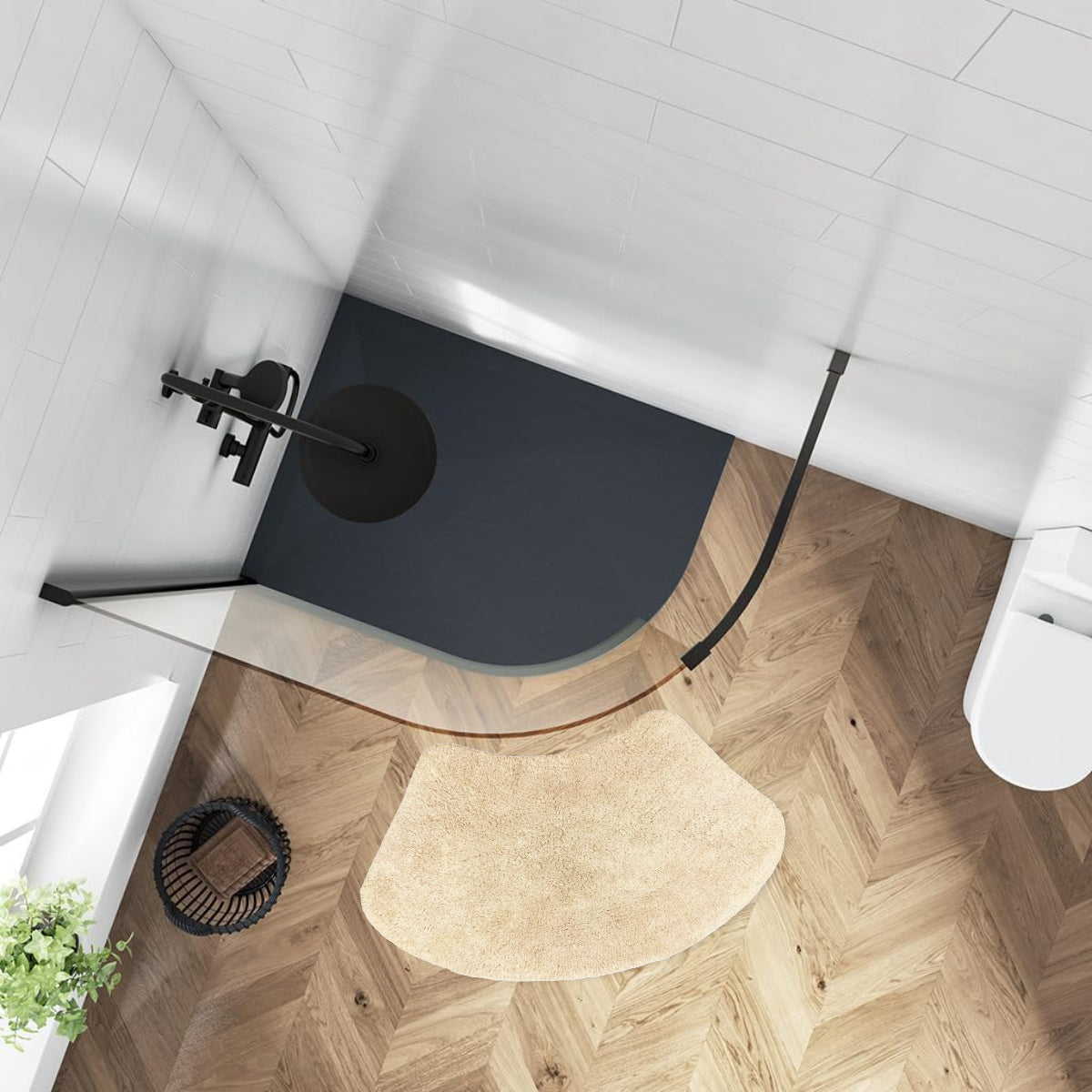 Curved Shower Mat - 100% Cotton
