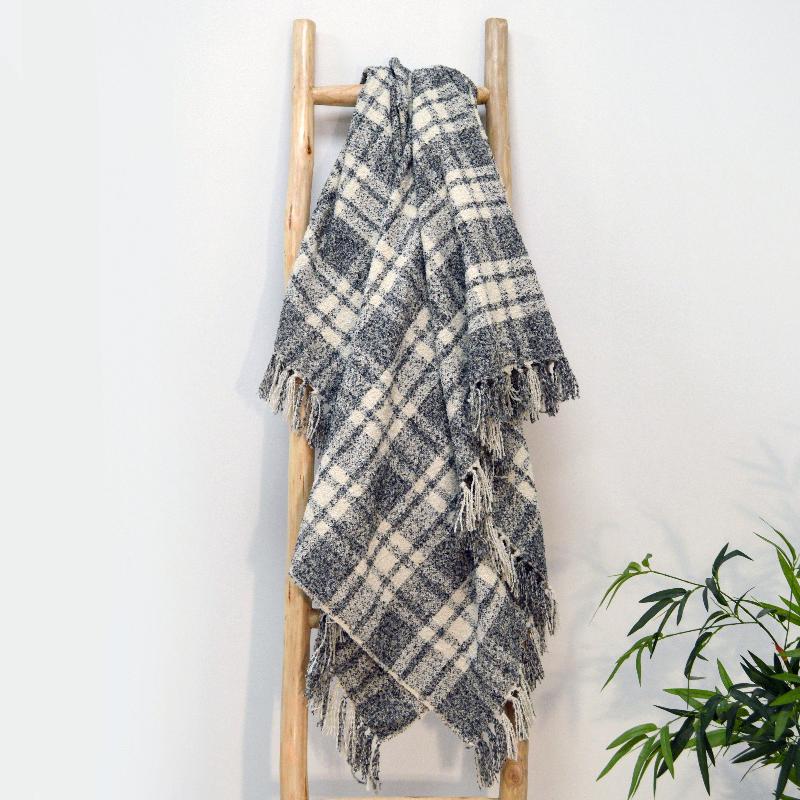 Charcoal Grey Check Throw - Luxury Tartan Blankets