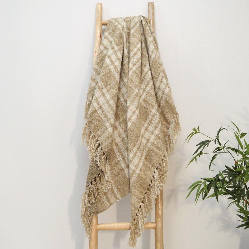 Beige Check Throw - Luxury Tartan Blankets
