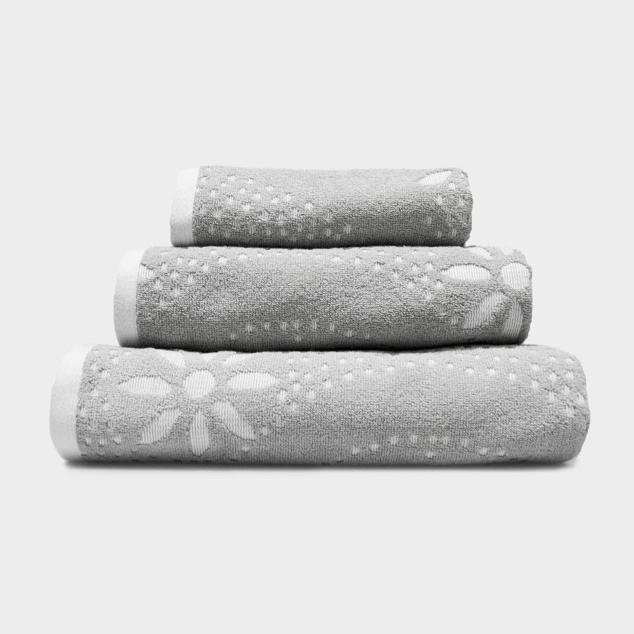 Marrakesh Patterned Floral Towels in Dove Grey