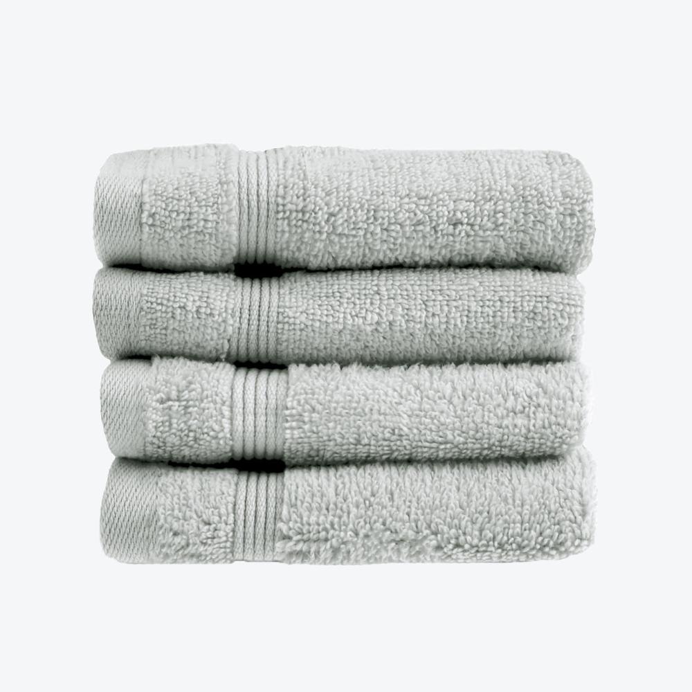 Dove Grey Egyptian Towels 4pk Face Cloths Set- Premium Zero Twist Cotton Flannels