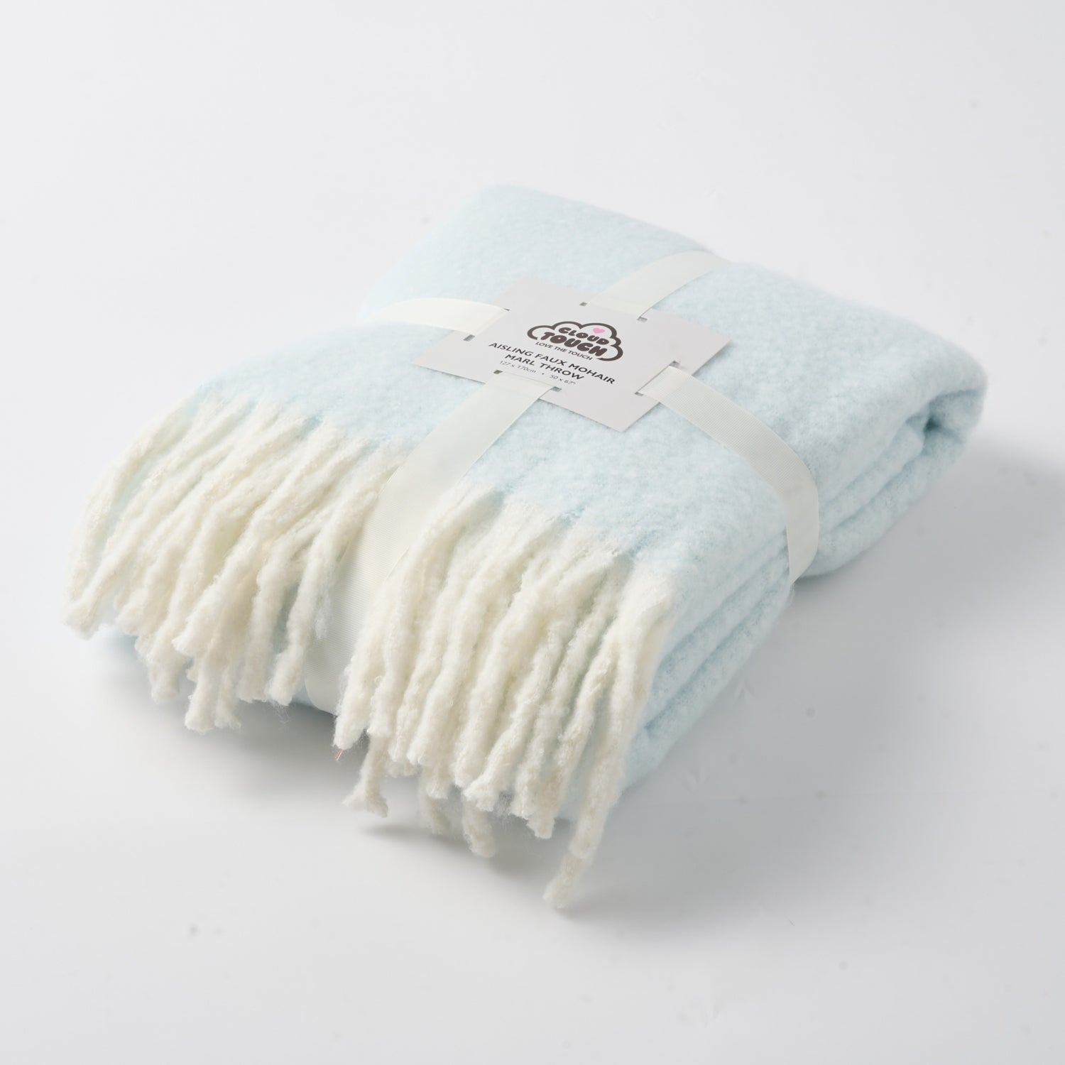 faux mohair throw duckegg