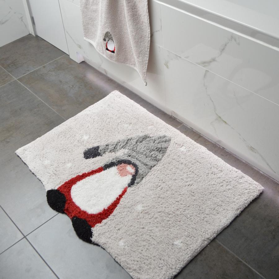 Grey Gonk Bath Mat - Cute gnome, Christmas Rug Decor.