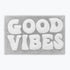 Grey bath mat with fun good vibes slogan. Statement funny bathroom mat.