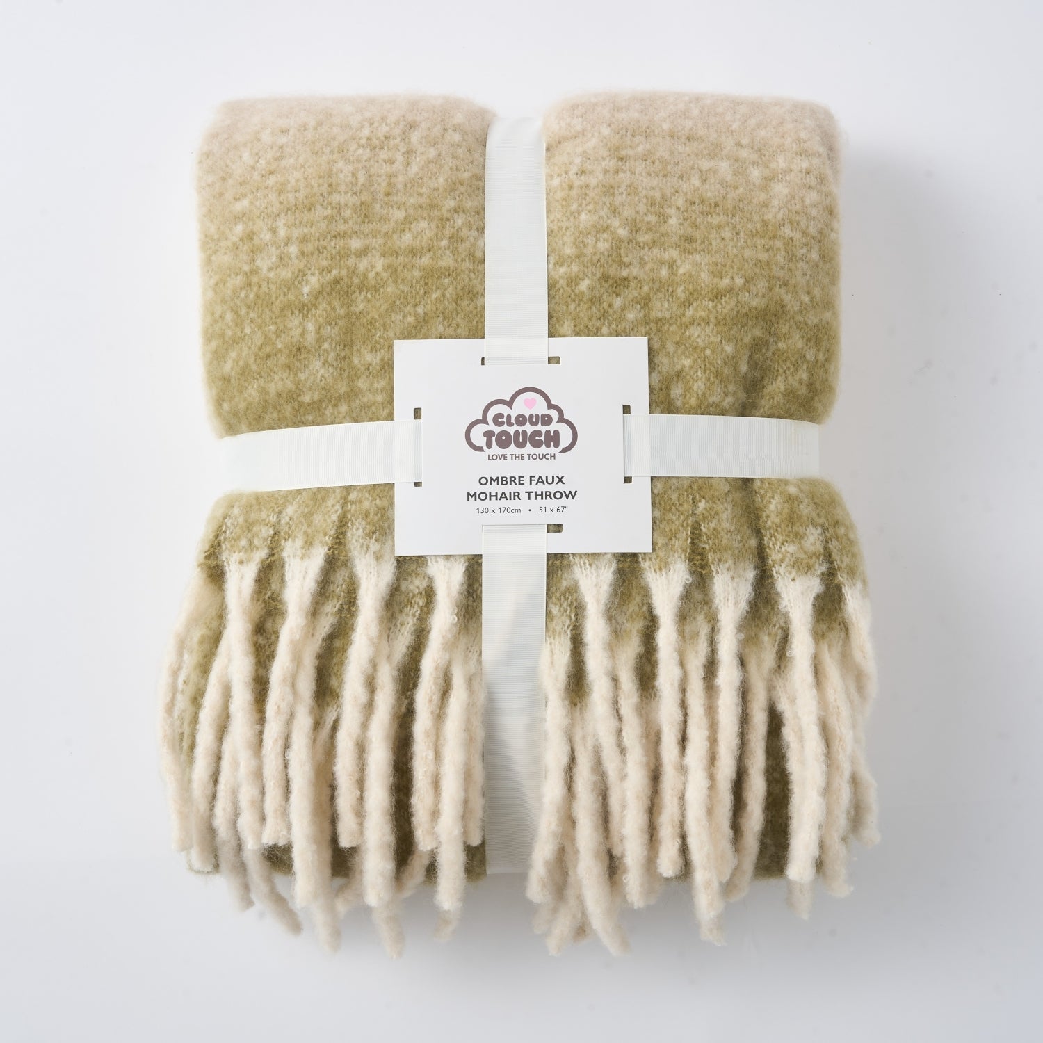 Ombre Faux Mohair Throw - Soft Fringed Blanket
