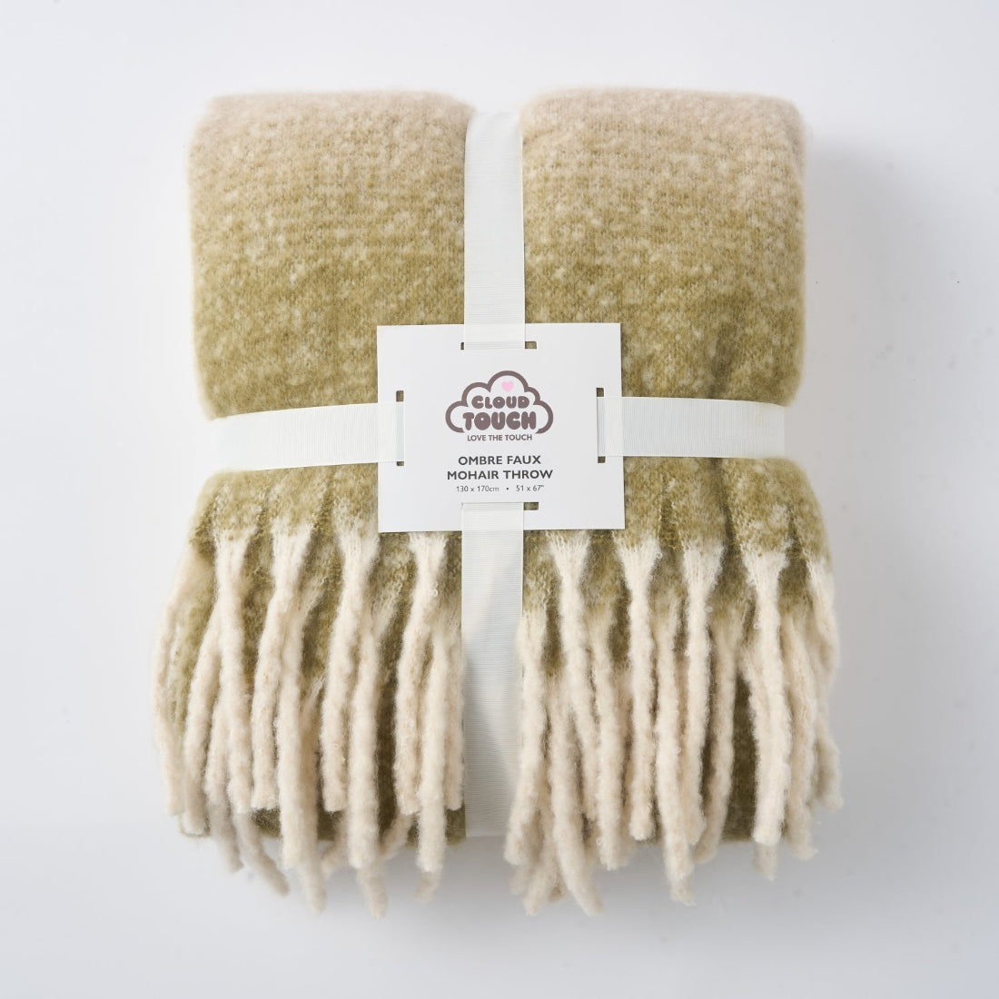 Sage green faux mohair blanket throw for the Winter.