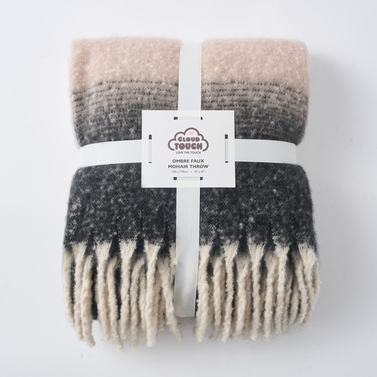Ombre Faux Mohair Throw - Soft Fringed Blanket