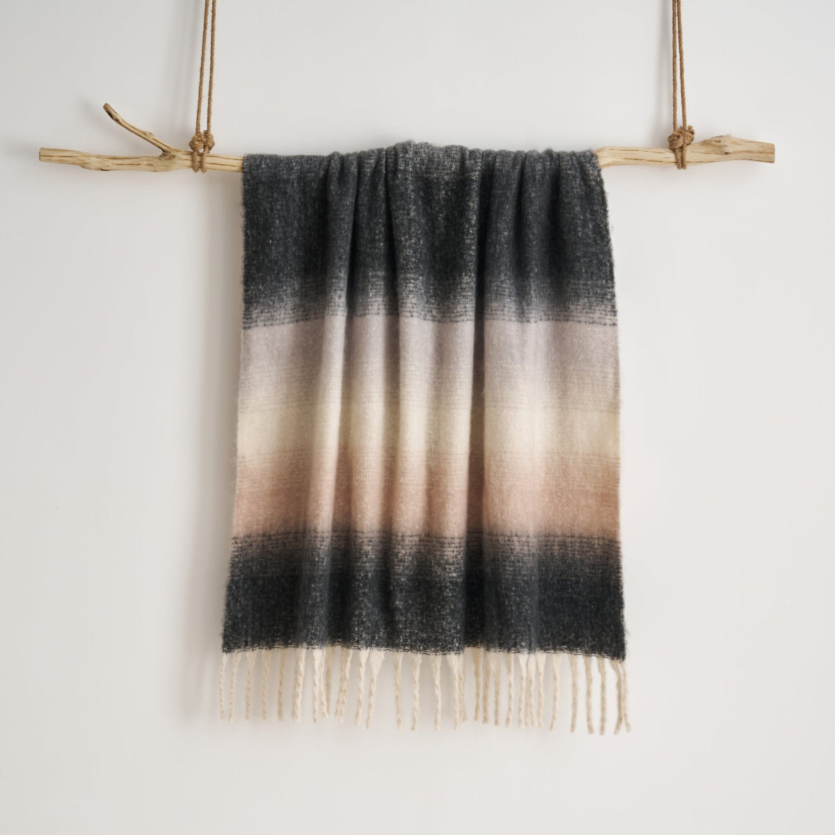 Faux mohair grey throw blanket for the sofa or bedroom.