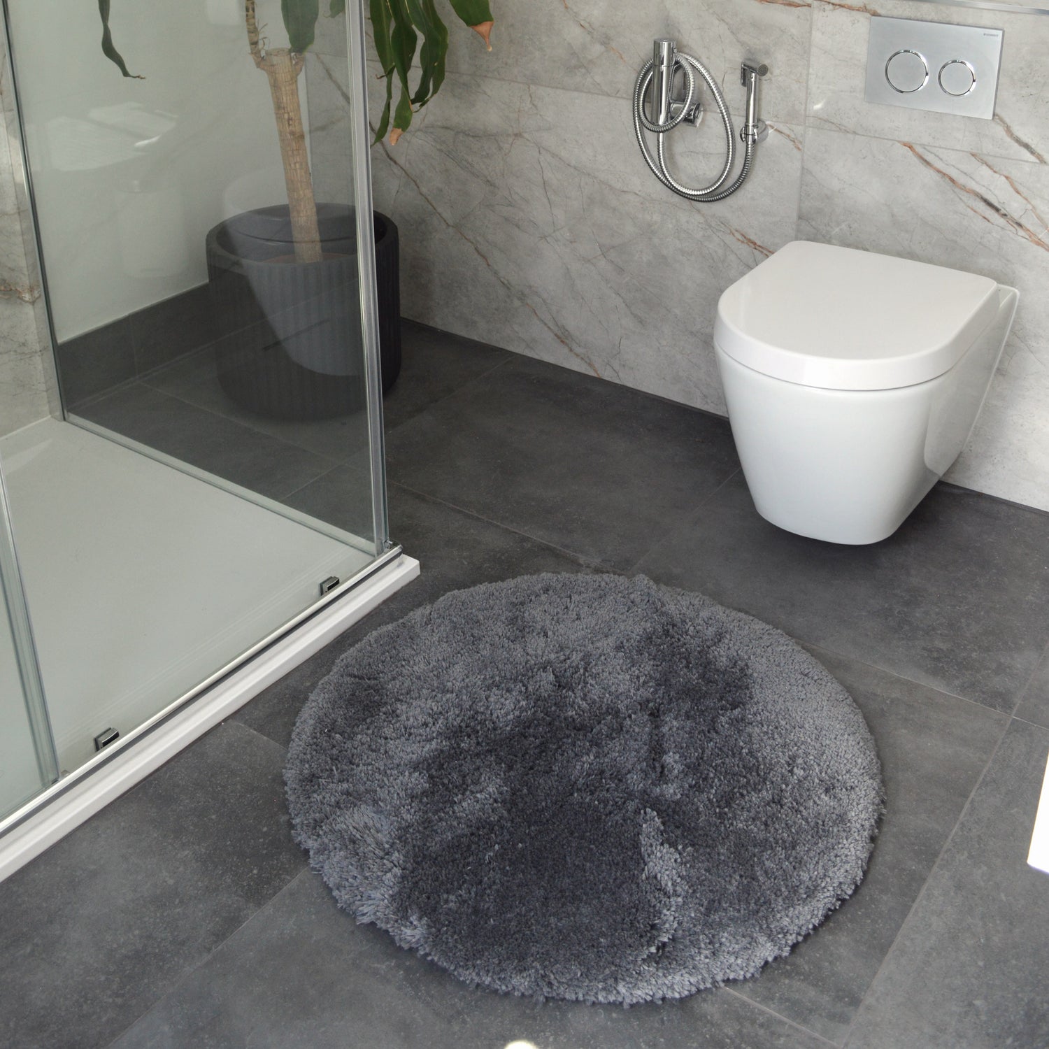 Round Grey Shaggy Rug - Luxury Accent Rug
