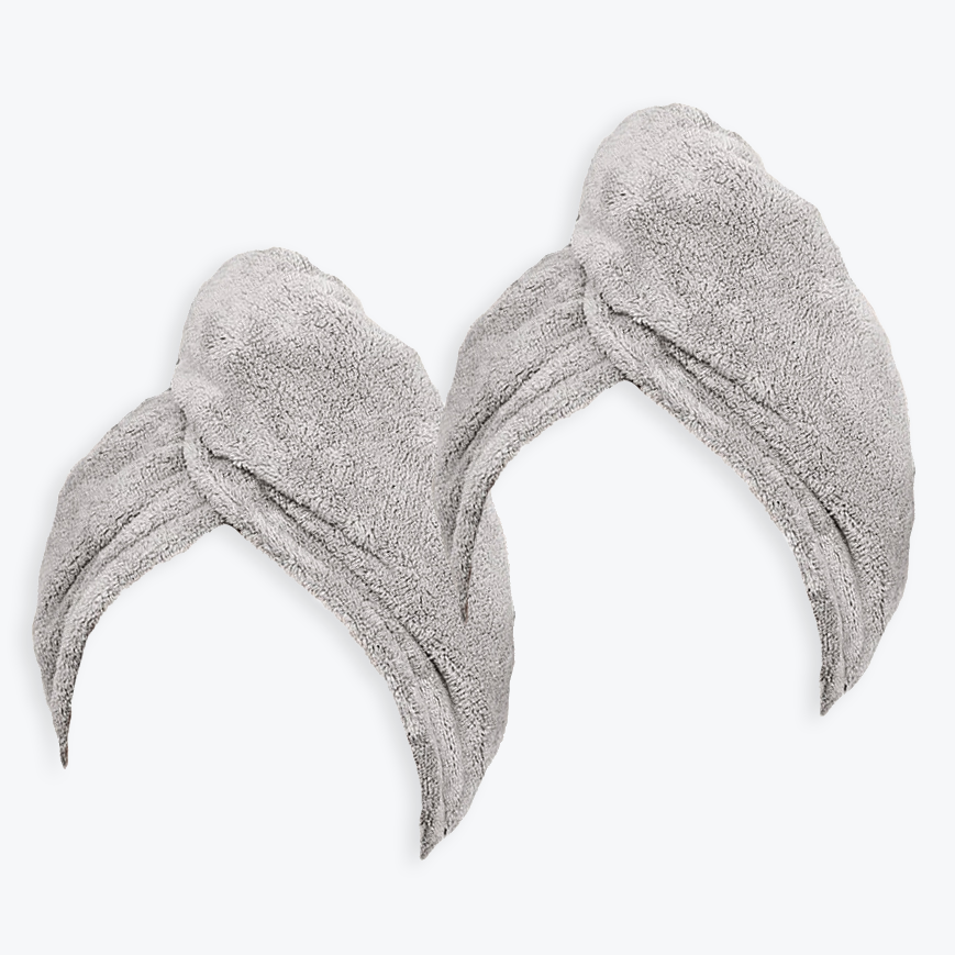 2pk Grey Cotton Hair Wraps