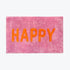 Pink happy slogan bath mat, non slip.