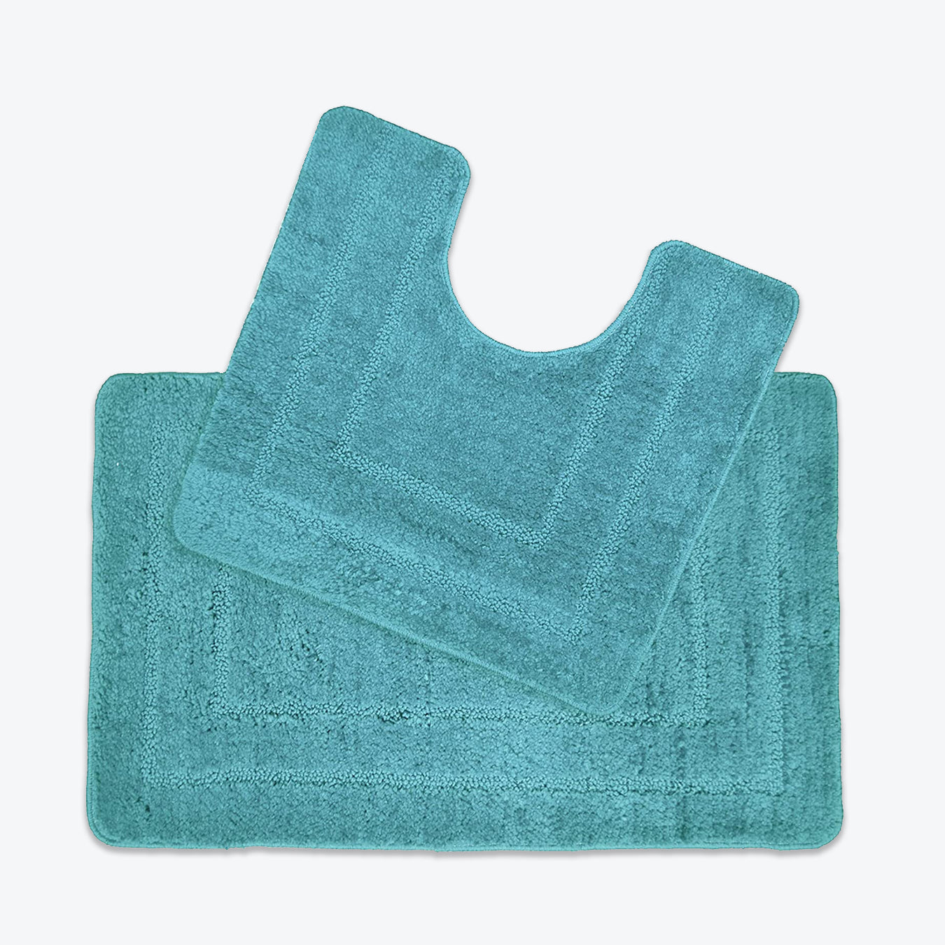 Teal blue bathroom mats 2pc set, non slip mats.