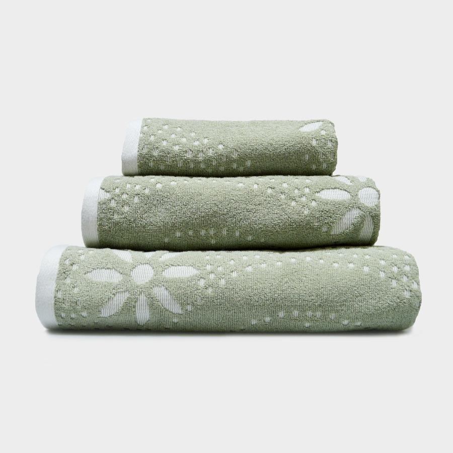 Marrakesh Patterned Floral Towels in Sage Green
