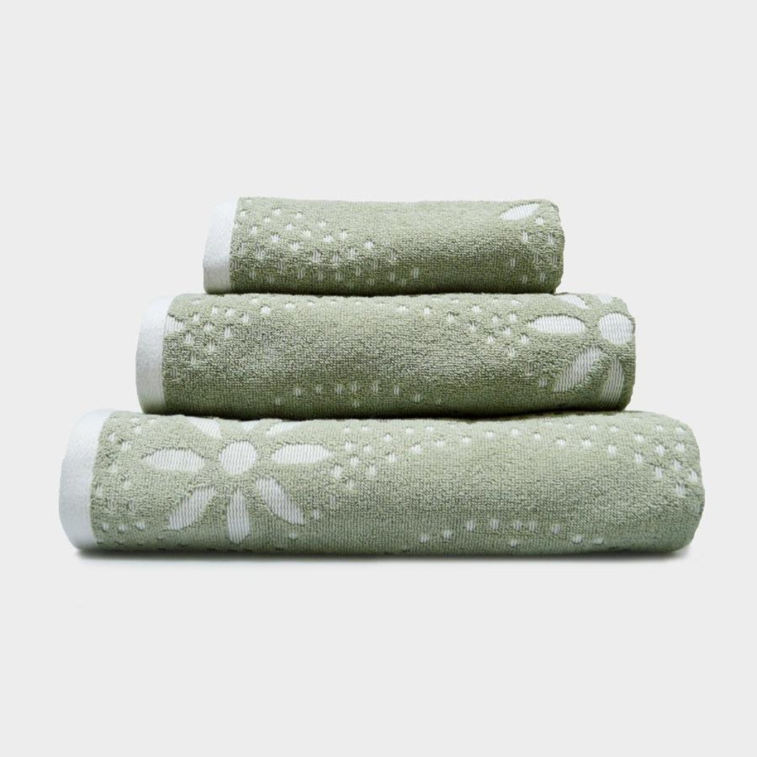Marrakesh Patterned Floral Towels in Sage Green
