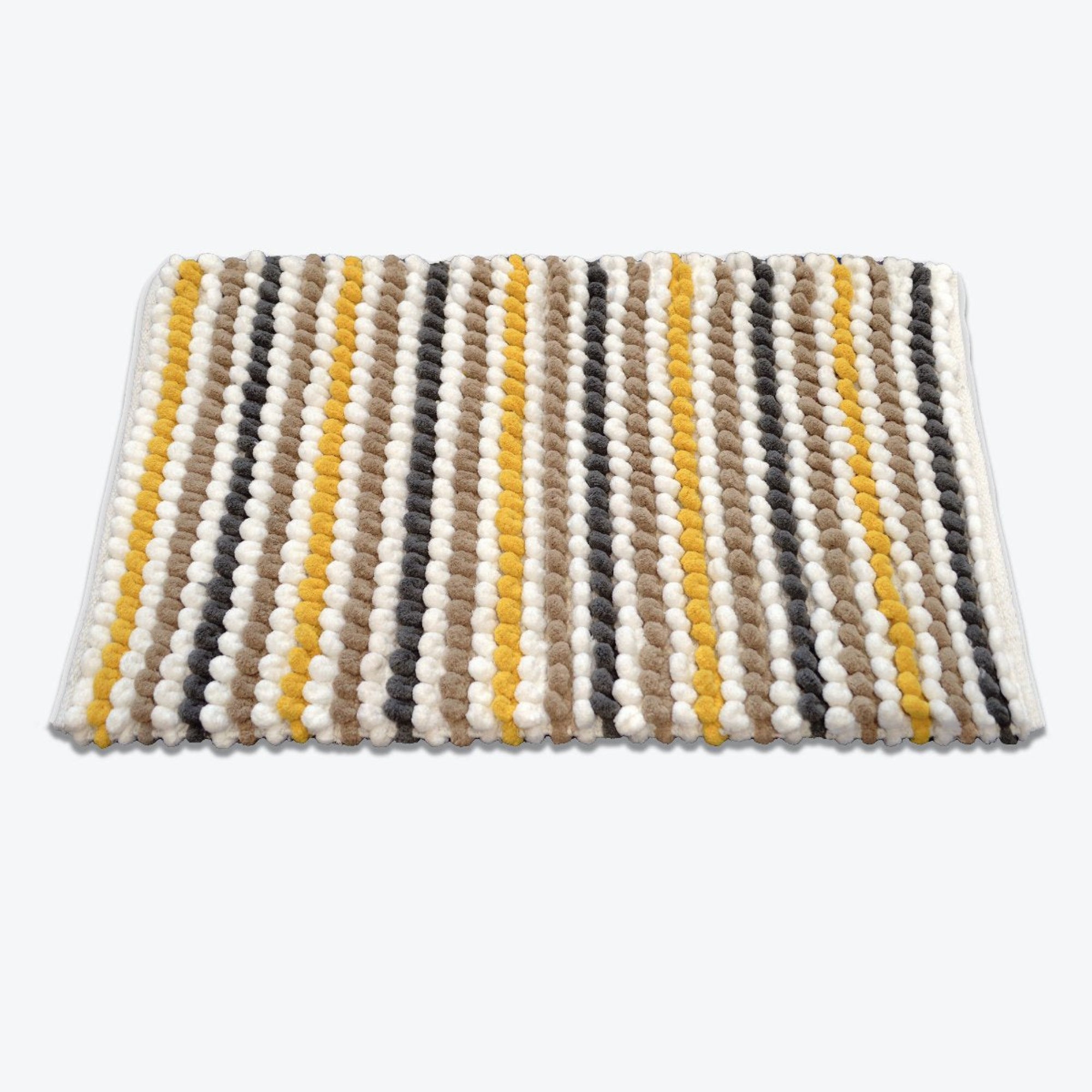 striped chunky bobble bath mat mustard yellow