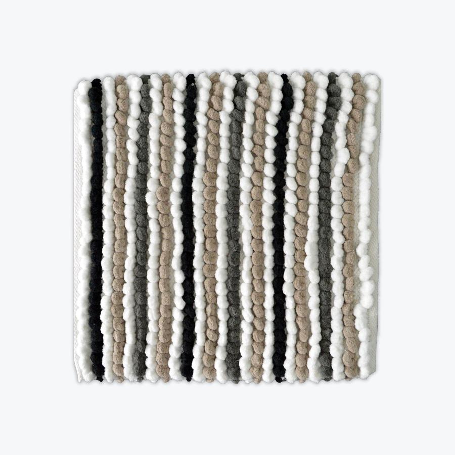 Monochrome Striped Bobble Luxury Shower Mat - Square Bath Mat