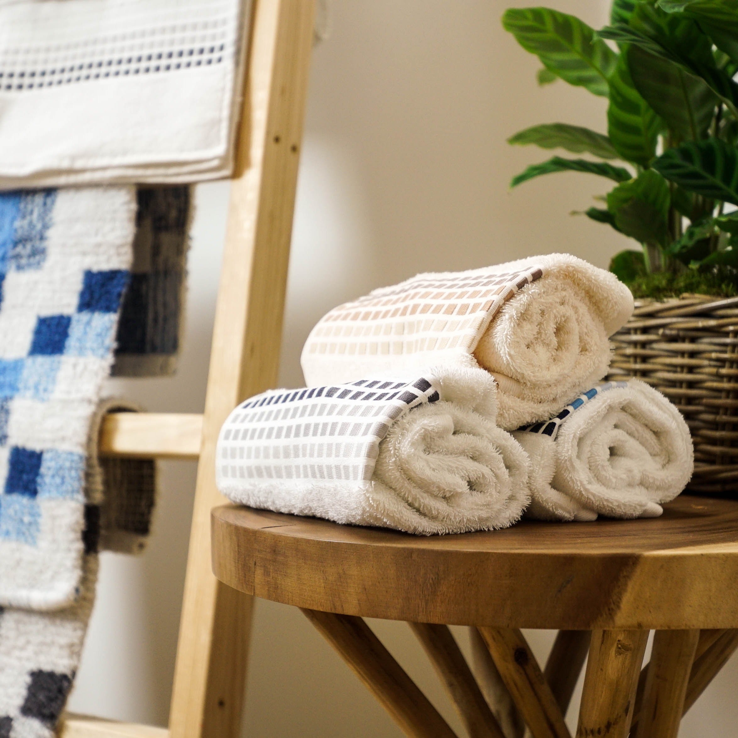 Mosaic patterned hand towels.