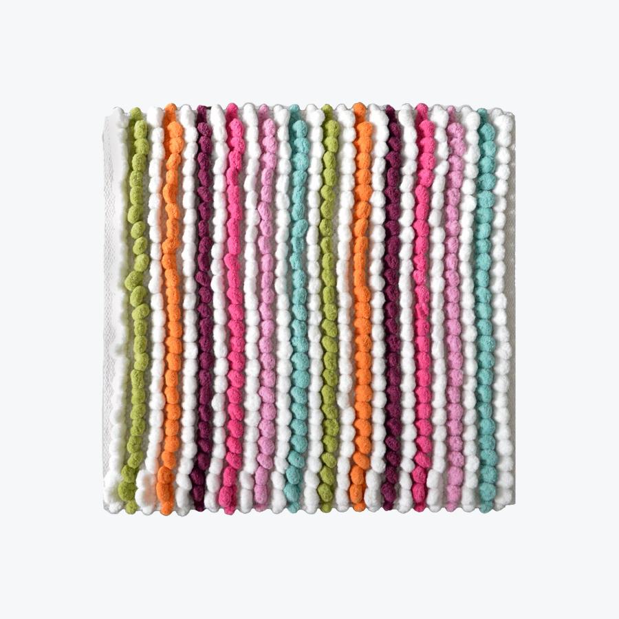 Rainbow Striped Bobble Luxury Shower Mat - Square Bath Mat