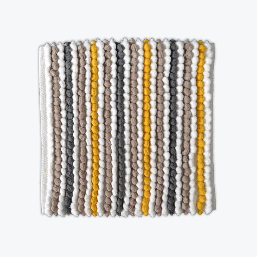Mustard Striped Bobble Luxury Shower Mat - Square Bath Mat