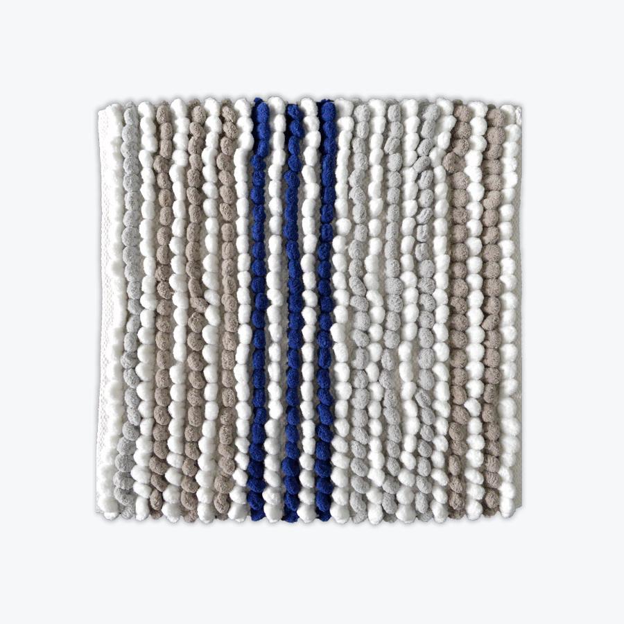 Navy Blue Striped Bobble Luxury Shower Mat - Square Bath Mat