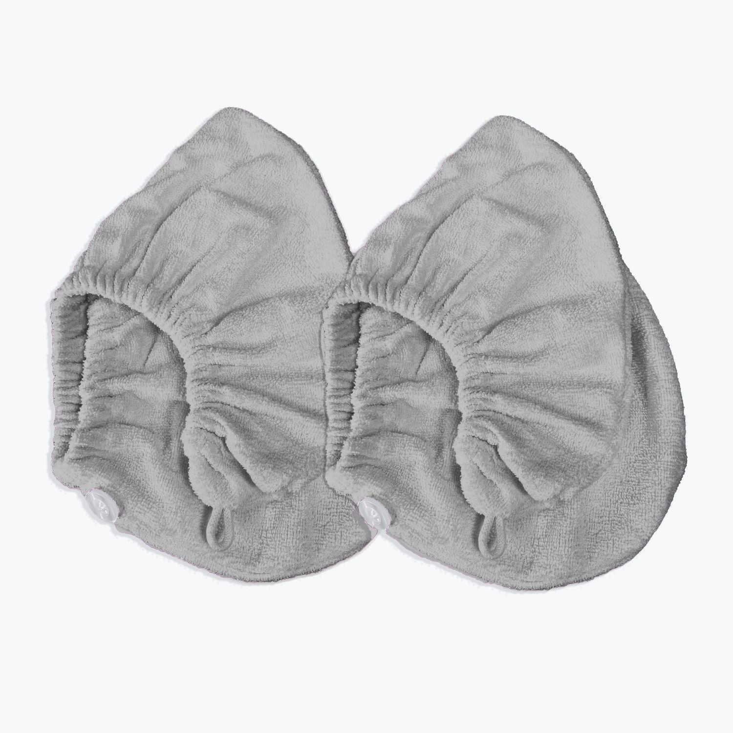 2pk Grey Cotton Hair Wraps - button fastening