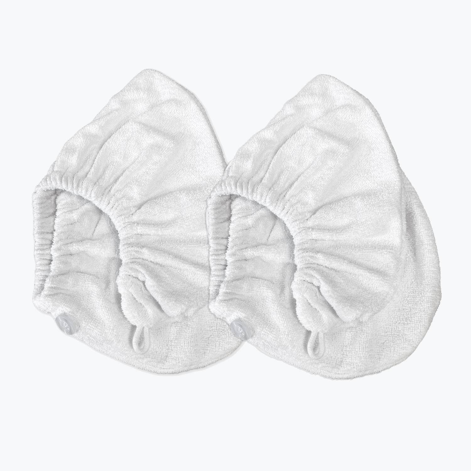 2pk White Cotton Hair Wraps - button fastening