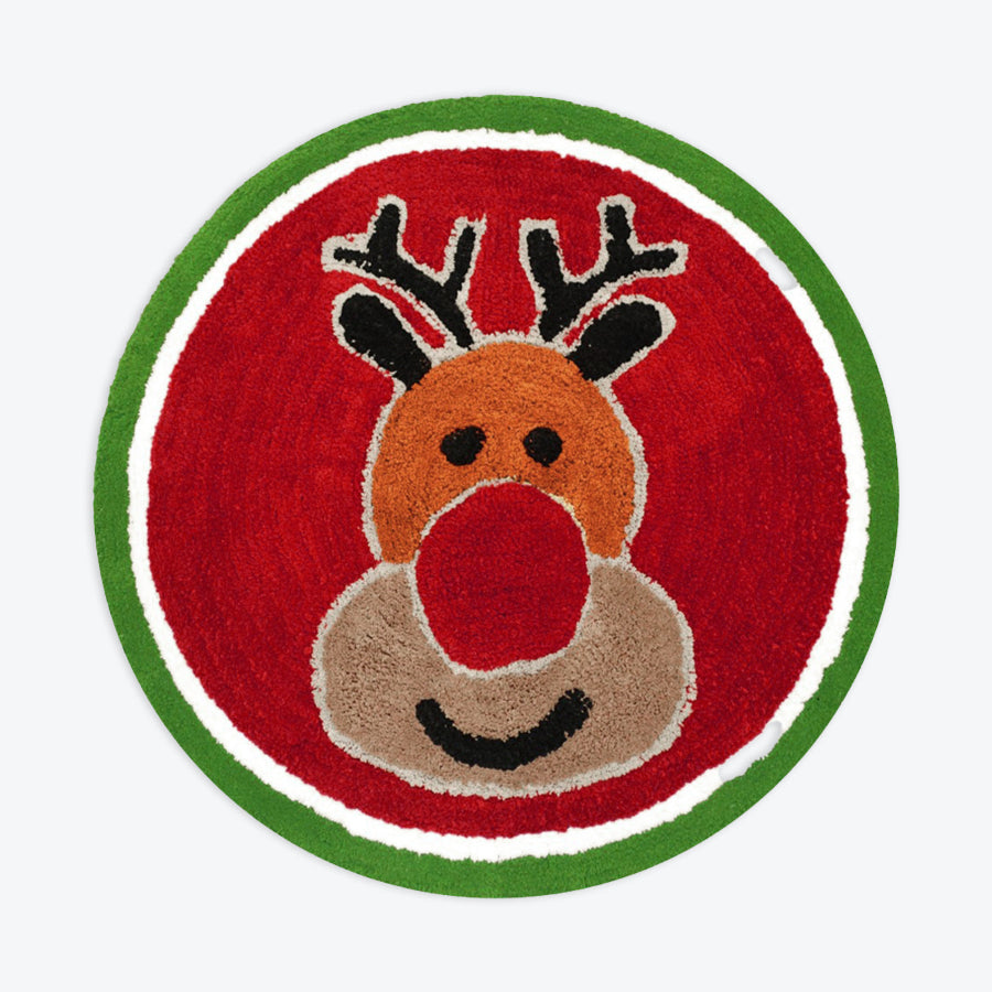 Fun Christmas bath mat with Rudolph the red nose reindeer on.