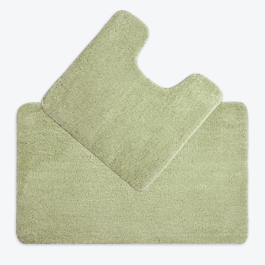 Sage green Bath Mat and Pedestal Set - 2pc Bathroom Mats Microfibre