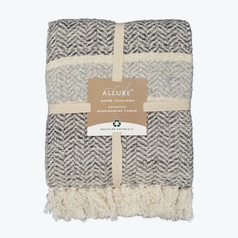 Grey chenille herringbone throw blanket