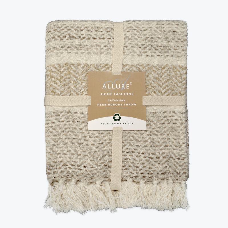 natural beige chenille herringbone throw blanket